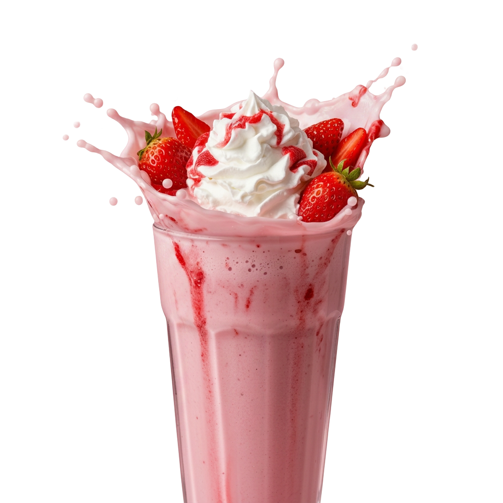 Erdbeer-Milchshake im Hintergrund