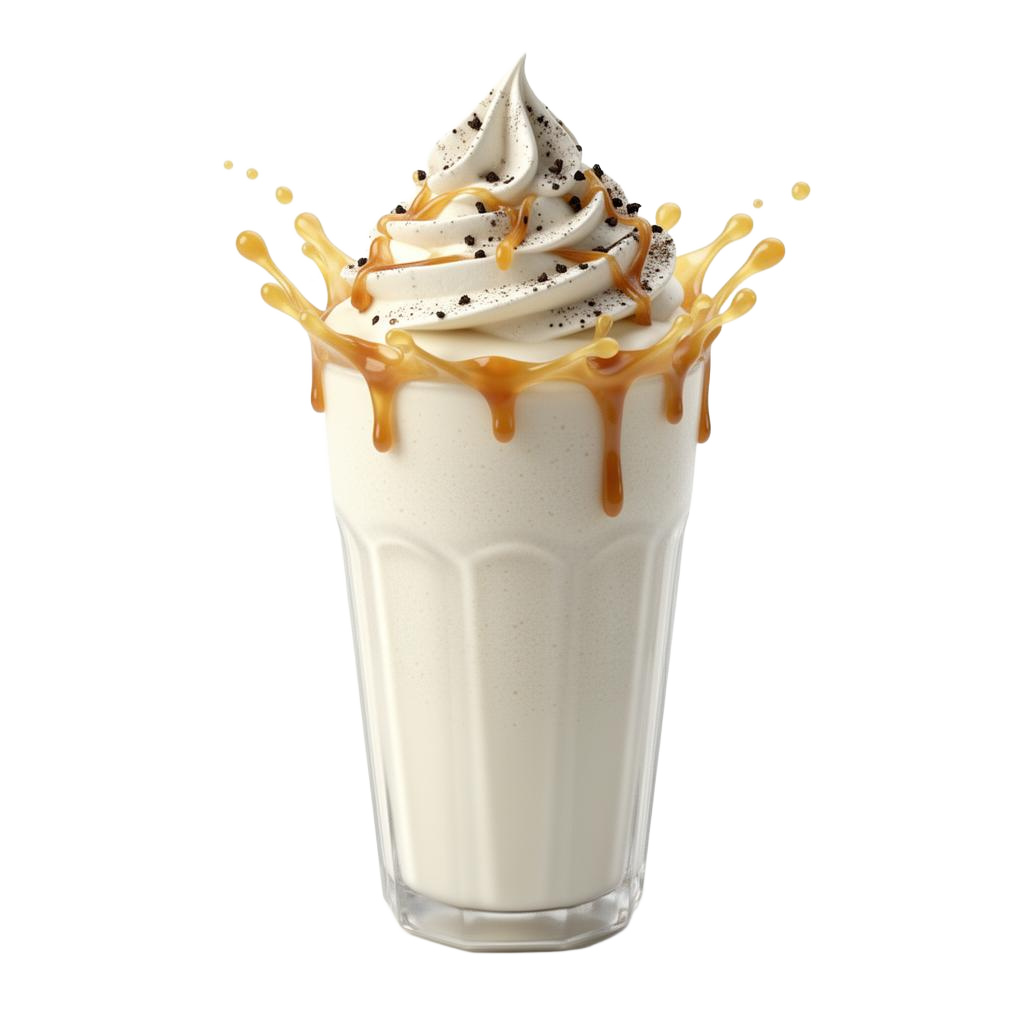 Vanille-Milchshake im Hintergrund